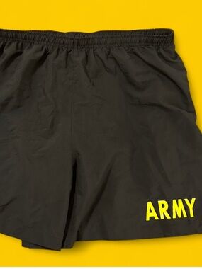 Men's Black ARMY Athletic Shorts | Size L Large with Yellow Accent